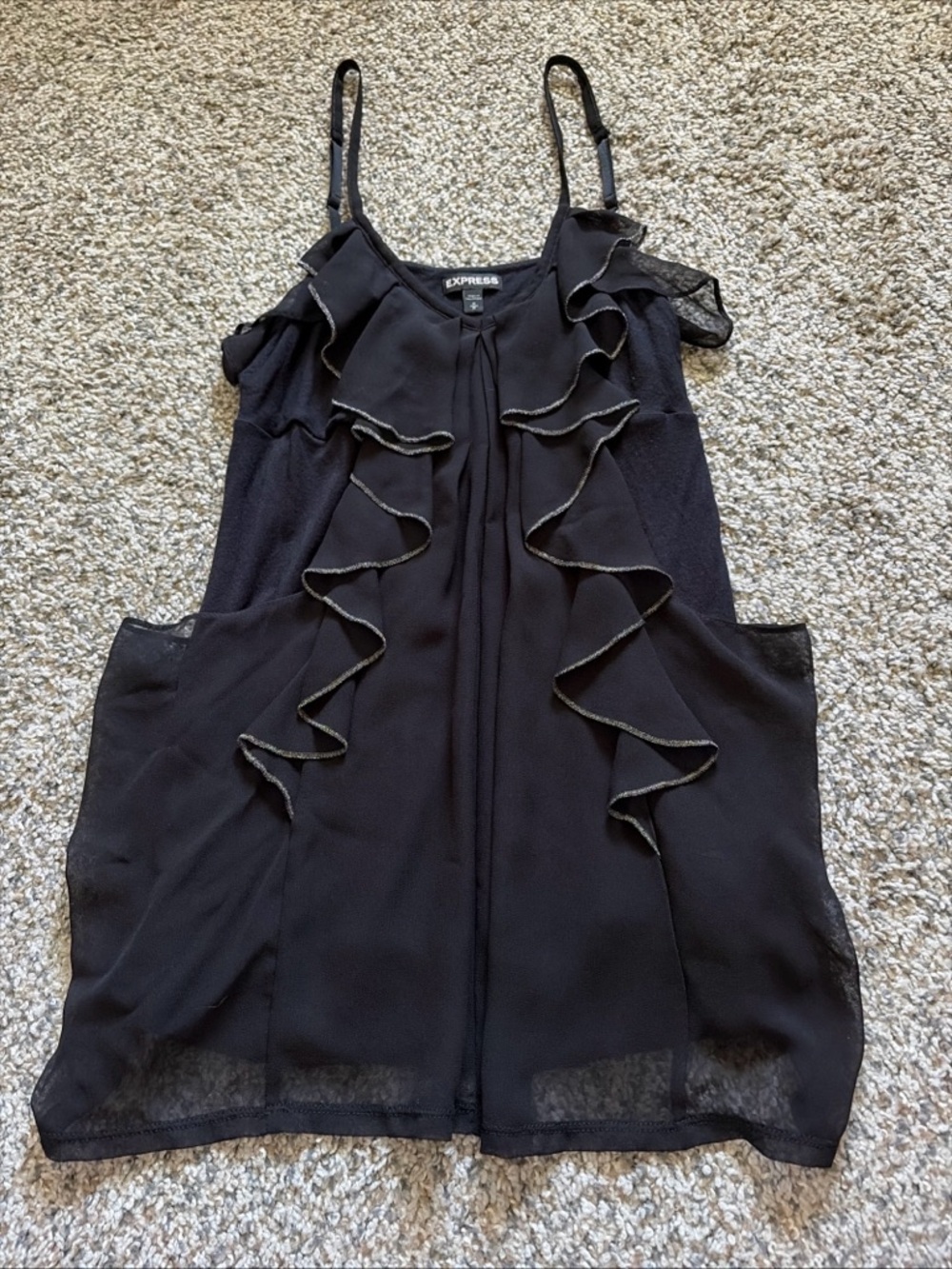 Express ruffled top with straps
